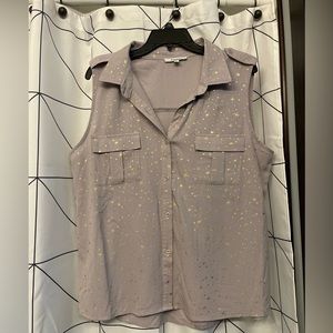 Speckled Grey and Gold Sleeveless Blouse XL